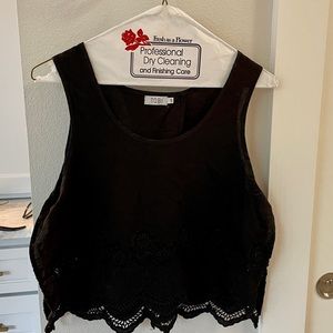 Black crop top with crochet detailing